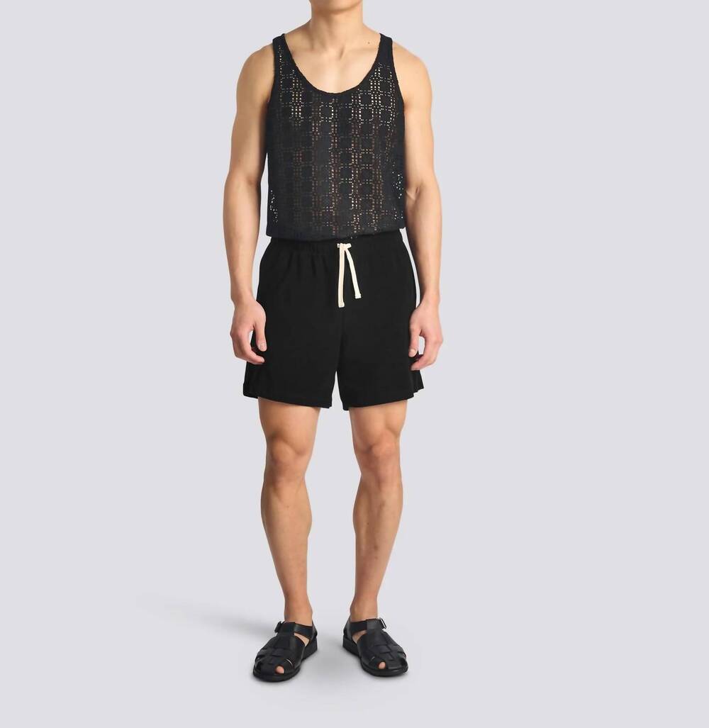 NEW BATHER lattice tank top in black